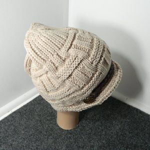 Knitted Beanie Hat Ladys Brown tan with Brim